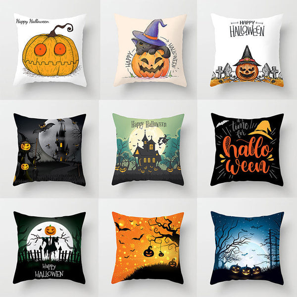 Modern Halloween Pillowcase – 45x45 cm Peach Skin Fabric