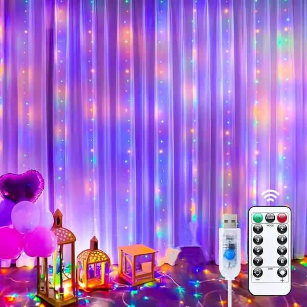 Remote-Control Led Curtain Light-9.8*9.8 FT – Kenvory