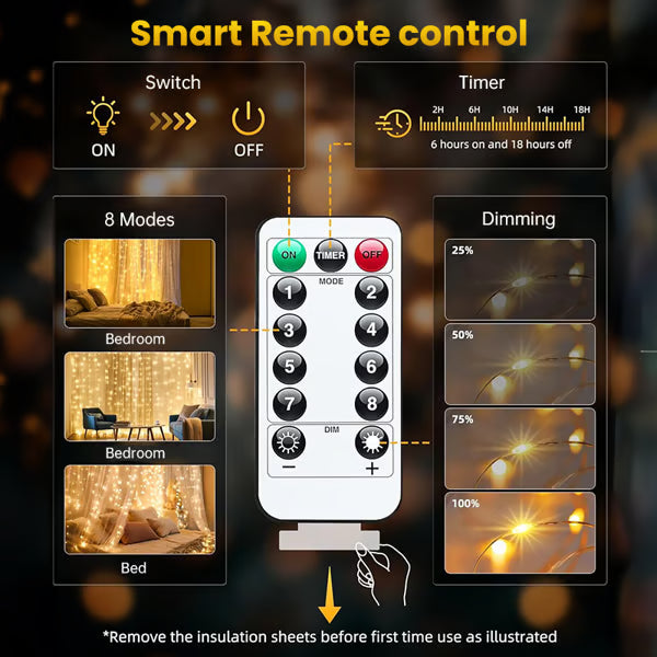 Remote-Control Led Curtain Light-9.8*9.8 FT – Kenvory