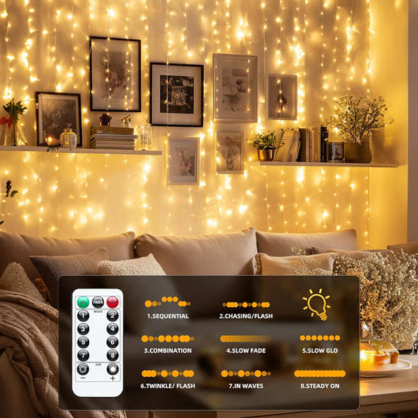 Remote-Control Led Curtain Light-9.8*9.8 FT – Kenvory